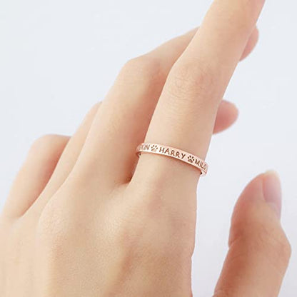 Dog Name Ring, Dog Mom Gift, Memorial Pet Gift, Custom Pet Names Ring
