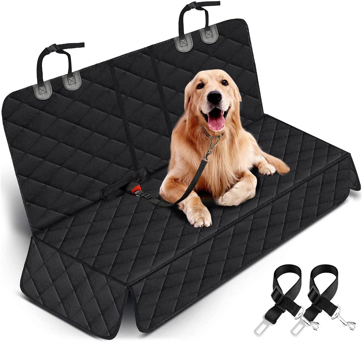 Premium Waterproof Dog Car Seat Cover - Durable & Stylish Rear Seat Protector for Cars, SUVs & Trucks - Fits Middle Armrest - Black (53” Width)