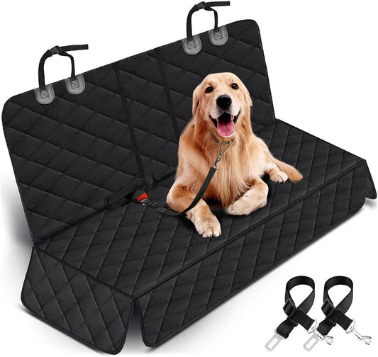 Premium Waterproof Dog Car Seat Cover - Durable & Stylish Rear Seat Protector for Cars, SUVs & Trucks - Fits Middle Armrest - Black (53” Width)